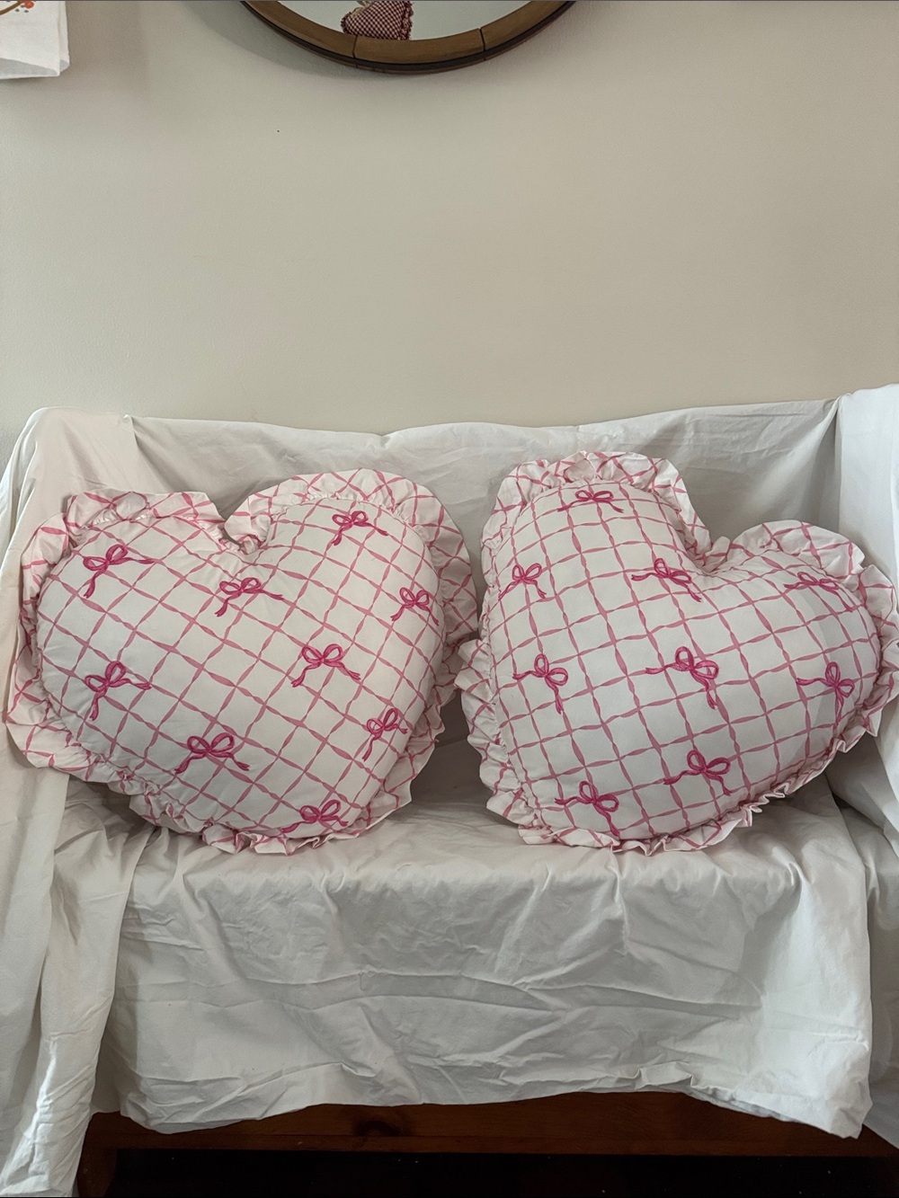 Shabby Chic Pink and White Lattice Heart Pillowcases